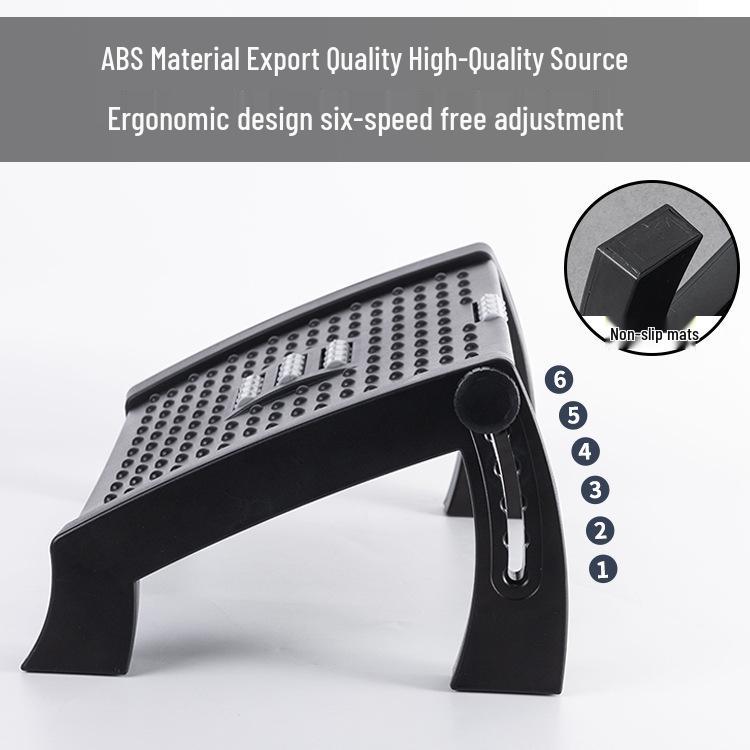 Anti-Erlang Legs Adjustable Six-Speed Under-Desk Footrest Footstool for Office 