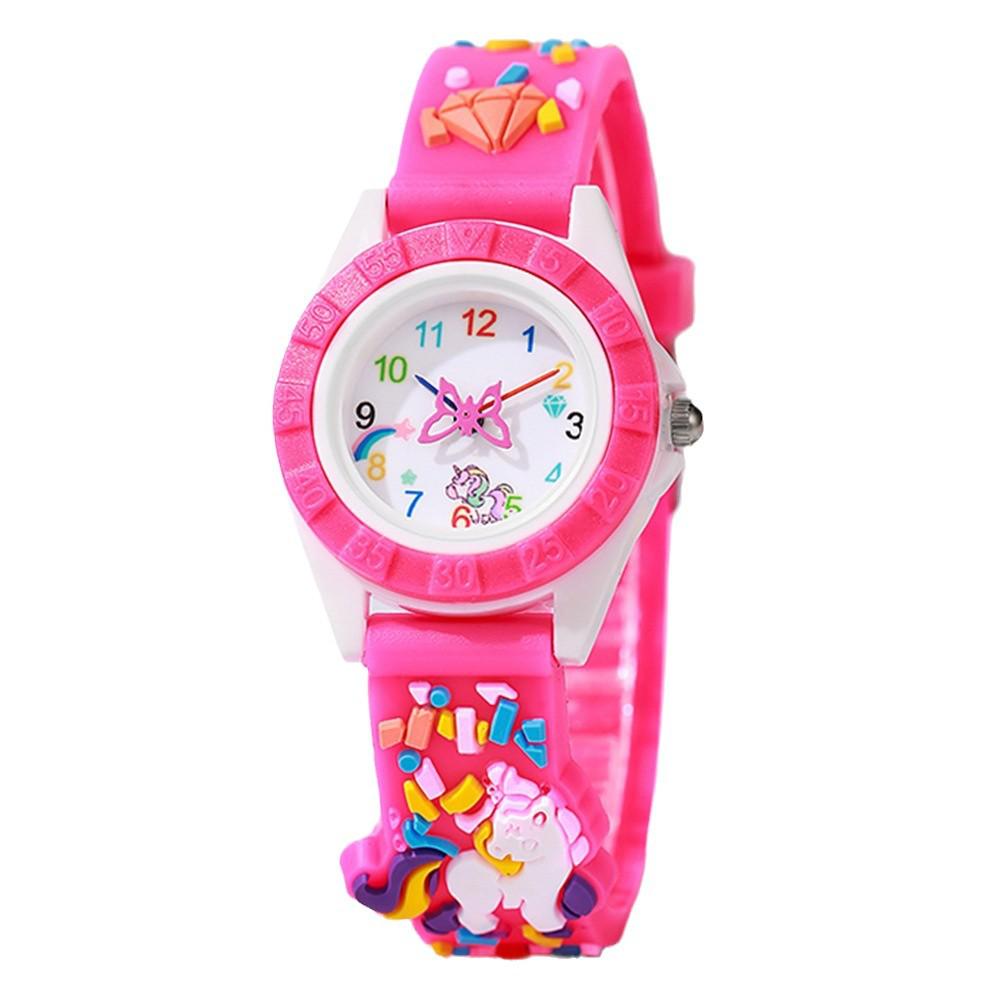 Silicone Strap Unicorn Quartz Watch for Girls - Cute Cartoon Design, Fashionable Casual Student Accessory