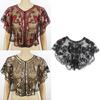 Short Mesh Shawl For Formal Clothes Feature Secure Sequins Detail Soft Polyester Cover Up Easy To Fold And Carry