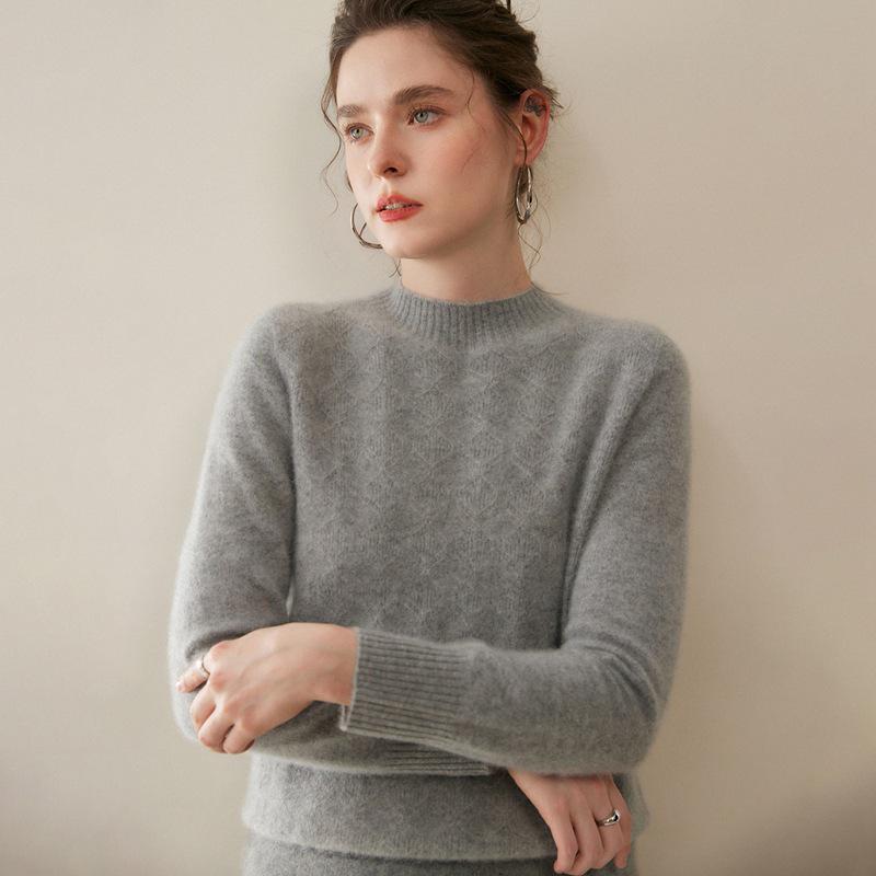 Women's 100% Pure Cashmere Half-High Neck Sweater - Long Sleeve, Autumn/Winter Style