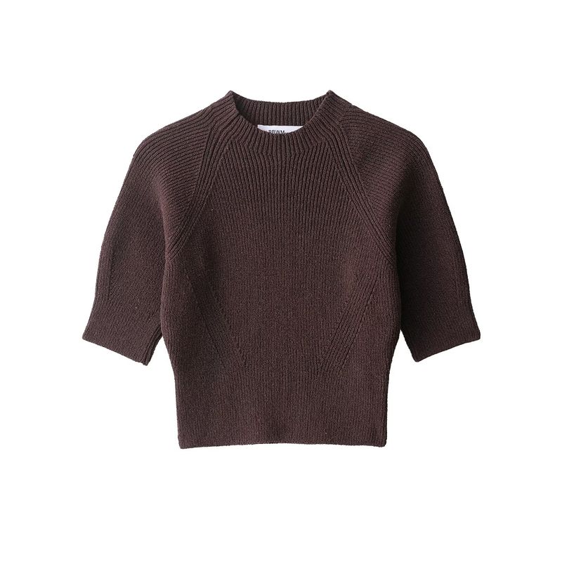 Autumn New Arrival Fashion Wind Foreign Trade Women's Clothing Stylish Simple and Versatile RIB Knitwear Tops 6771109