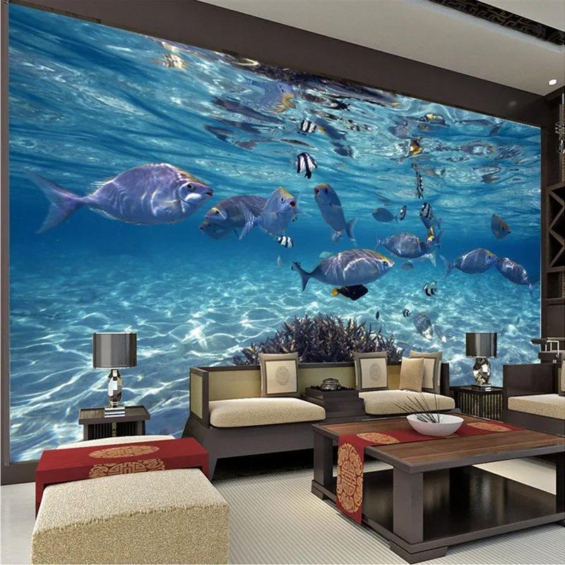 Cartoon 3d Wallpaper Creative Submarine World Marine Life Mural Bedroom Aquarium Living Room Wall Paper Home Decor