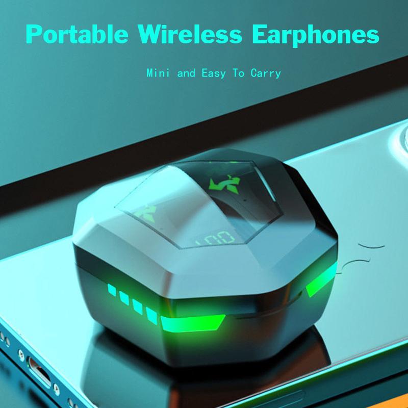 אוזניות גיימינג אלחוטיות עם השהיה נמוכה, אוזניות עם תצוגה דיגיטלית, מוזיקת סטריאו HiFi עם מיקרופון HD, ביטול רעשים, אוזניות עמידות למים