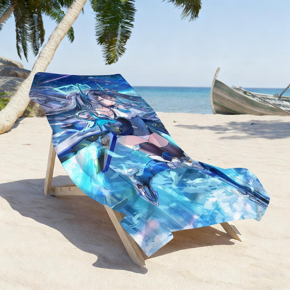 Game Aris Tendou Alice B-Blue A-Archive Towel Sports Quick Dry Travel Camping Gear Sandproof Soft Light Large Beach Towel