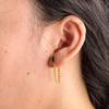 Fenny 18K PVD Plated  Elegant Party Black Zirconia Tassel Chain Dangle Stainless Steel Hoop Earrings for Women