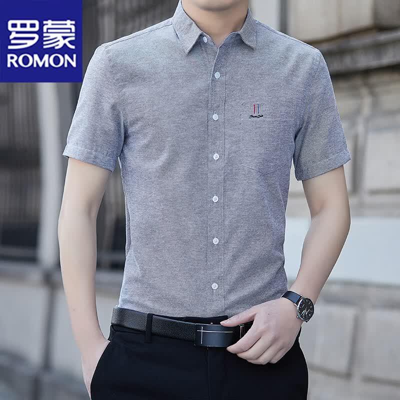 ROMON Men s Short Sleeve Non-Iron Business Casual Shirt 4XL