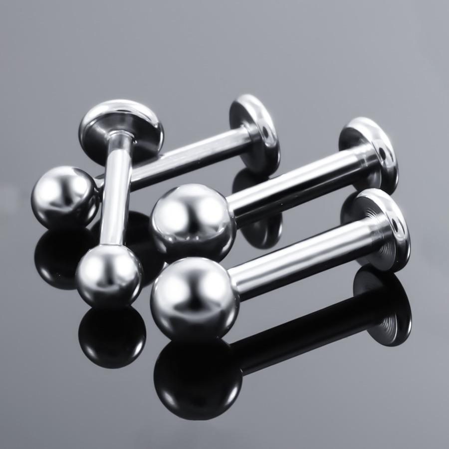 Labret de Liga de Titânio G23, Rosca Interna, 1.0-1.6mm, Comprimento 4-12mm, para Cartilagem da Orelha.