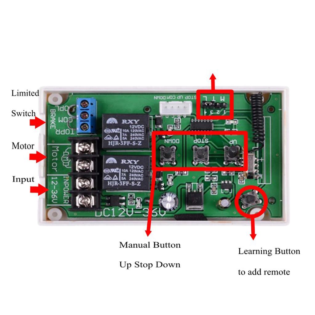 DC 12V 36V Motor Manual Controller Motor Remote Control Switch Forwards Reverse Up Down Stop Switch for Curtain