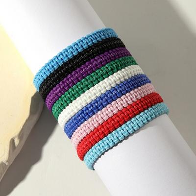 Unisex Hand Rope Adjustable Handmade Braided Solid Color Thick Anti-break Lightweight Stackable Wristband Symbolic Colors
