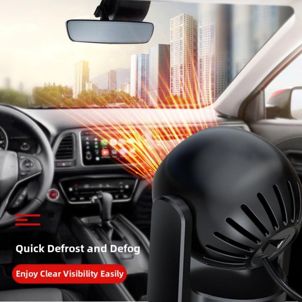 Compact Car Heater 12V 120W with 360 Degree Rotating Defogger for Windshield Provides Quick Heating and Airflow Adjustment