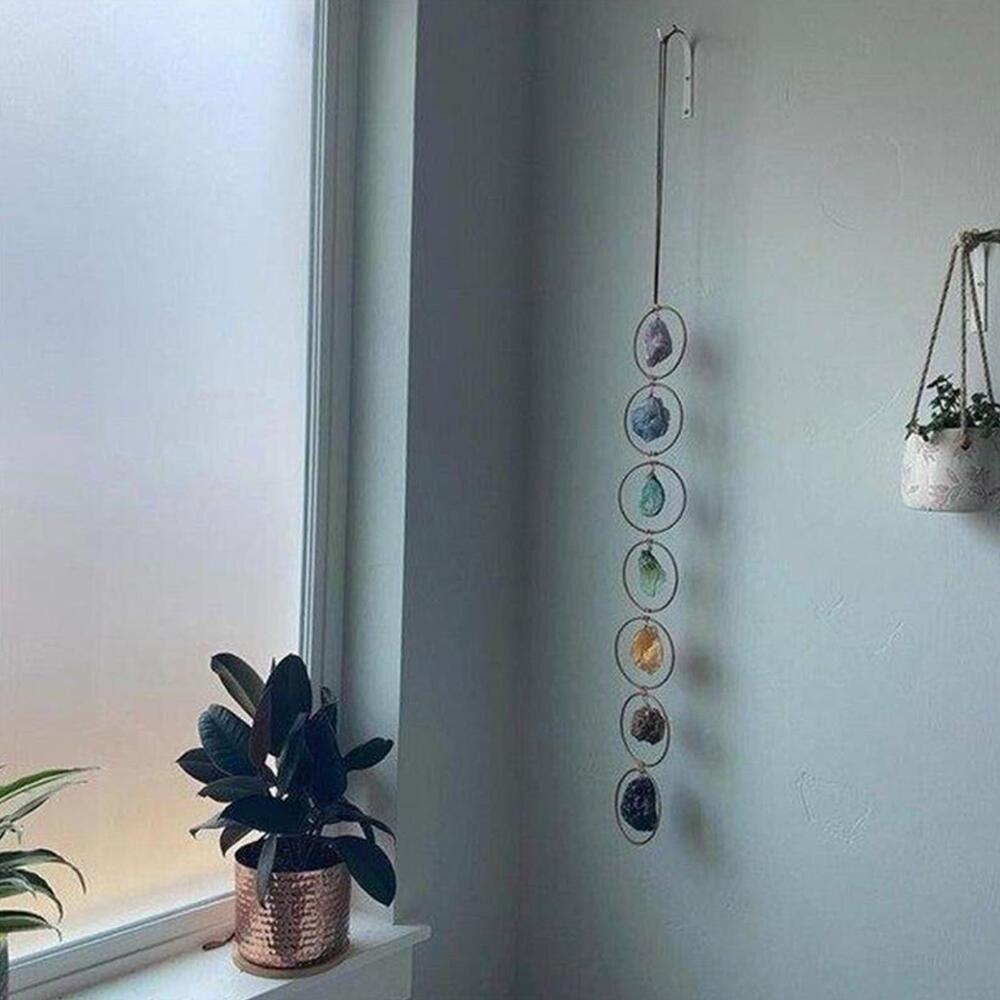

house Comfortable Crystal Wall Decor Irregular Hanging Ornaments 7 Chakra Gemstone Home Decor