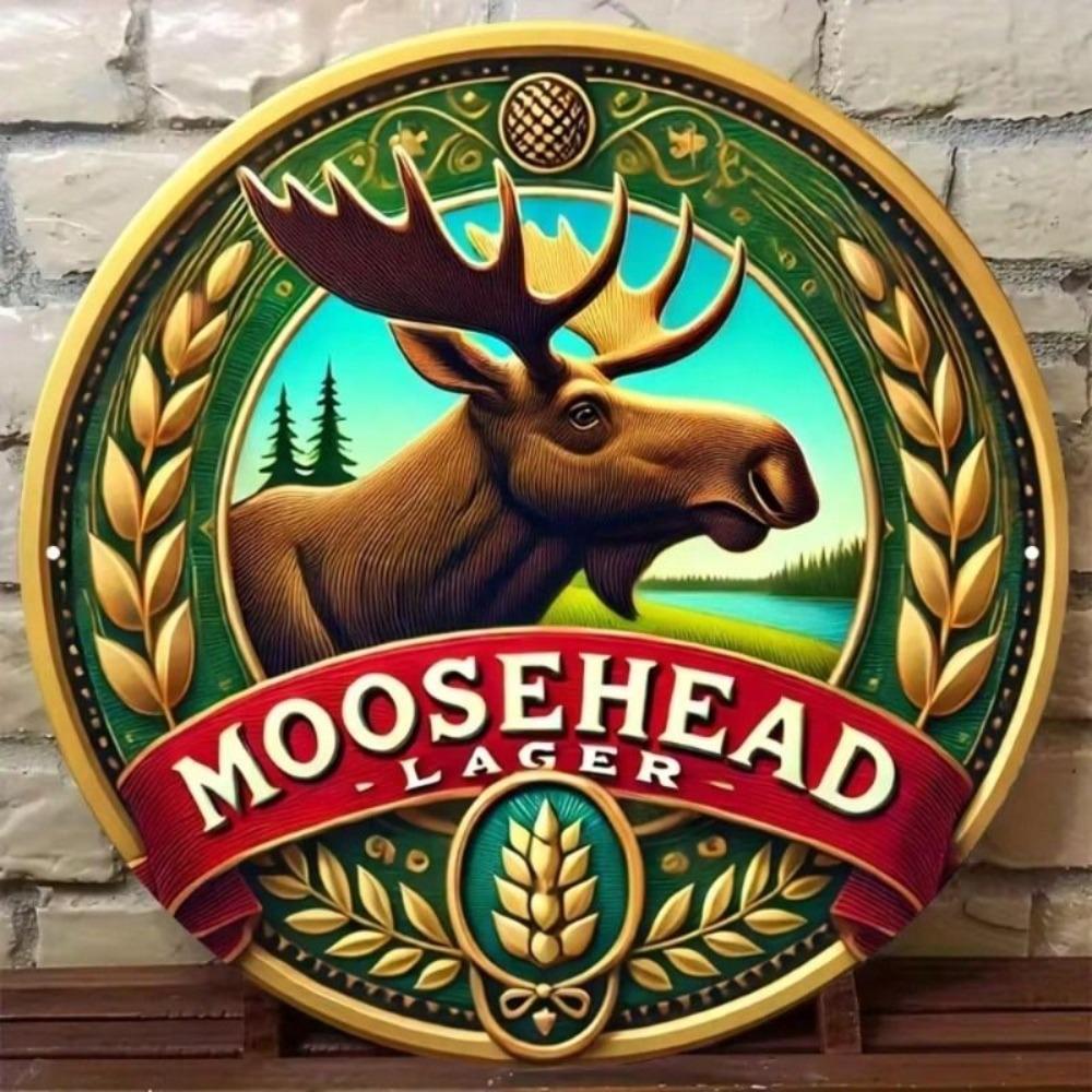 Metal Wall Art Vintage Moose Beer Sign, Bar Decor