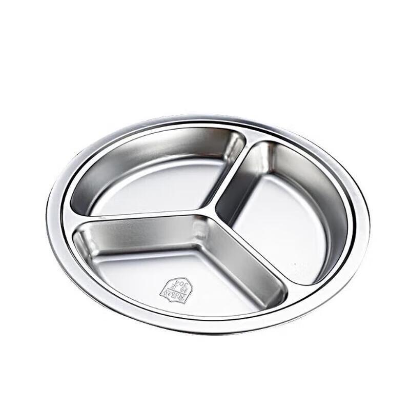Stainless Steel 3-Compartment Round Lunch Plate