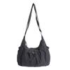 Zipper Closure Pleated Cloud Bag Large Capacity Nylon Crossbody Bag Striped Shoulder Bag  Women
