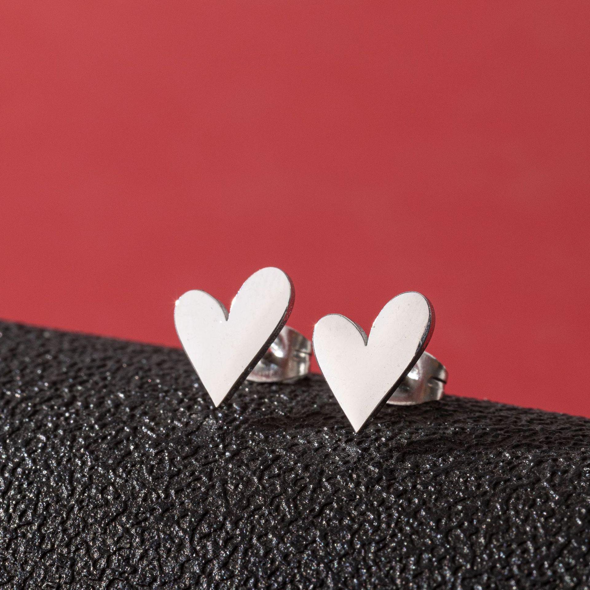 French Retro Stainless Steel Irregular Geometric Heart Earrings