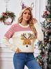 Women's Deer Pattern Lazy Sweater Women's Autumn/Winter Sparkle Embroidered Christmas Sweater