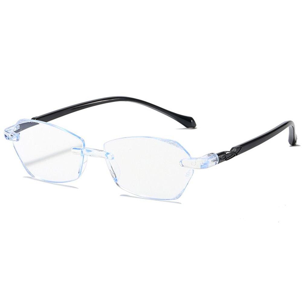 Trendige Blaulichtfilter Lesebrille für Damen, ermüdungsresistent, UV 400, Lesebrille mit Federscharnier, leichte randlose Brille