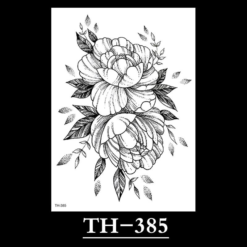 Flower Arm Tattoo Sticker, Half Arm Waterproof Tattoo Sticker, Sketch Line Tattoo Sticker Tattoo
