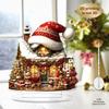 Christmas house Christmas hat design wheel acrylic ornament Christmas colorful flat printing home table decoration holiday gift