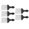5pcs Black Stainless Steel Teeth Pick Comb Hair Detangling Styling Comb for Braids Wide Tooth Hair P