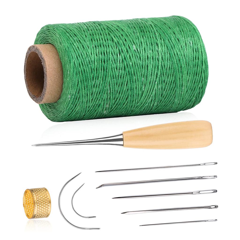 Fenrry 273 Yards Leather Waxed Thread Sewing Kit  Awl Thimble Leather Sewing Upholstery Repair Kit for Leather Carpet Sofa Seat