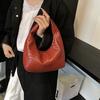 Stylish Women's New Moon Shoulder Handbag With Trendy Pu Material And Unique Design In Black Red Brown White Colors