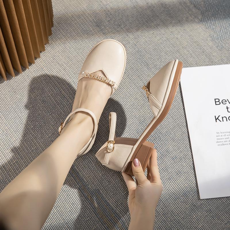 Augustine bag head sandals women's summer 2025 new fashion one-word buckle fashion single shoes low-heeled sandals