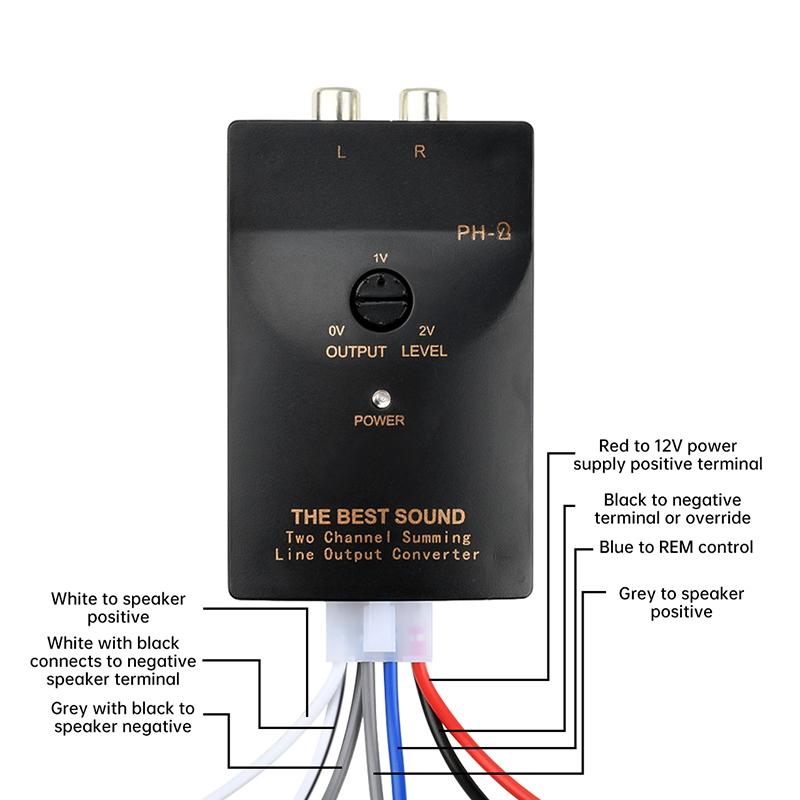 Ph-2 Car Stereo-Audio Rca-Speaker Amplifier High To Low Subwoofer Audio Converter Adapter Adjustable Auto Part
