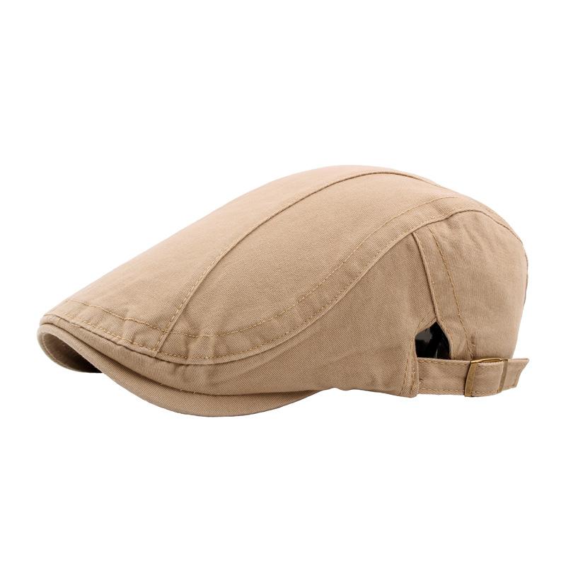 Twill Forward Hat Men'S Washed Cotton Solid Color British Cap Beret Women'S Season Outdoor Sun Hat
