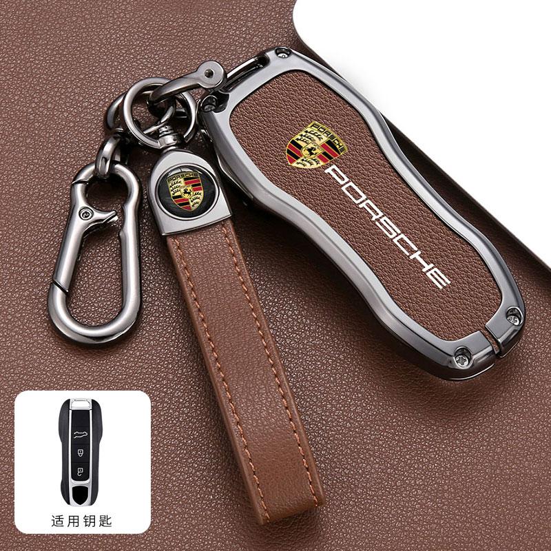Leder Autoschlüssel Hülle Schutzhülle für Porsche Panamera Spyder Carrera Macan Boxster Cayman Cayenne 911 718 Zubehör