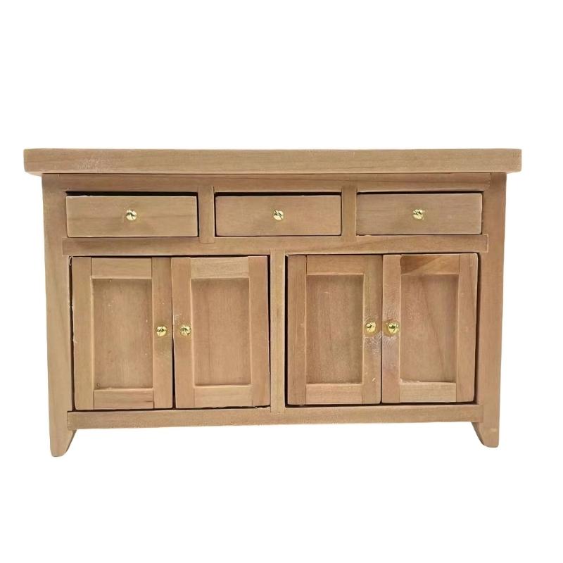Unfinished Wooden Dollhouses Cabinet Miniature Furniture Model For DIY Crafting And Display