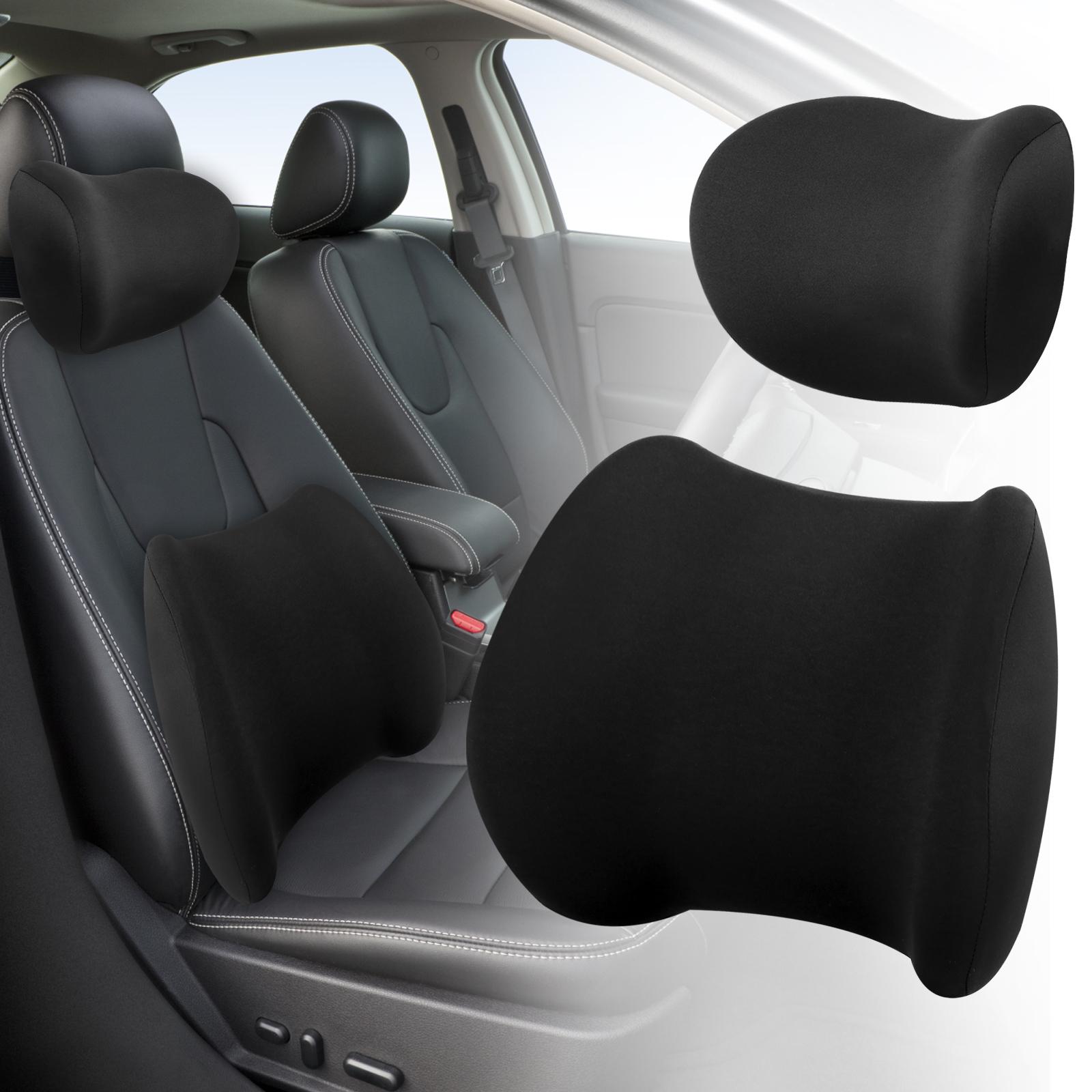 

Car Headrest Lumbar Support Cushion Ergonomic Car Lumbar Support Pillow and Car Neck Pillow Kit Adjustable Car Seat Headrest 2PCS One Set чёрный