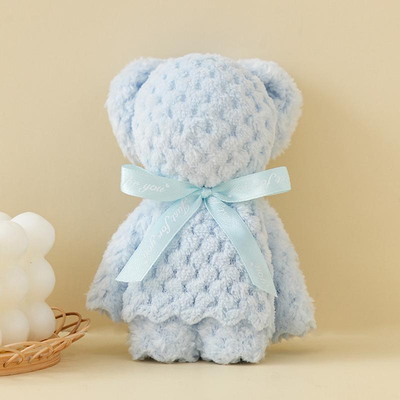 Luxury Velvet Bear Towel Plush Texture Kids Hand Towel Soft Absorbent for Hotel Guest Bathroom Use