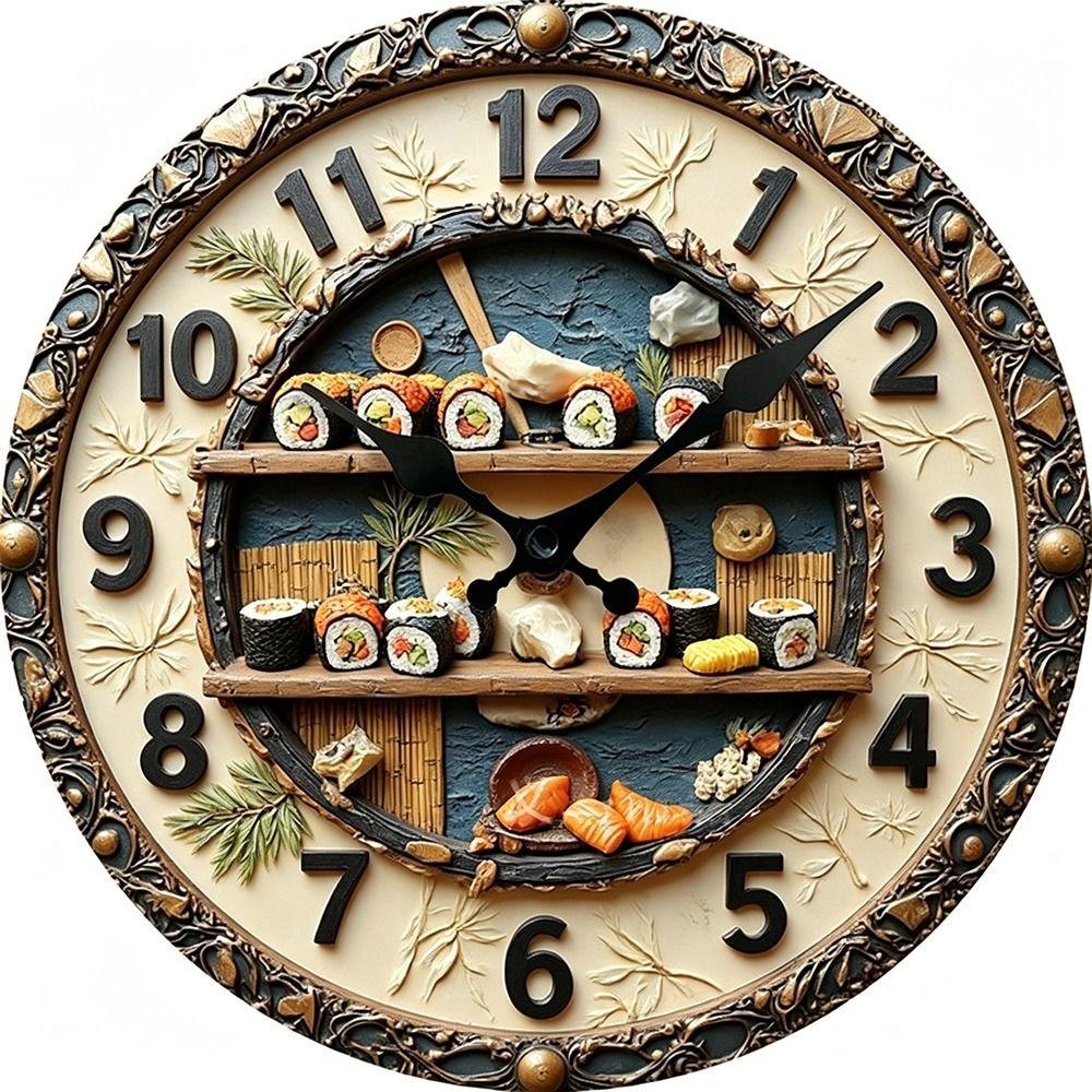 Wood Dessert Theme Wall Clock Silent Sweep Movement Silent Wooden Wall Clock Living Room Decor