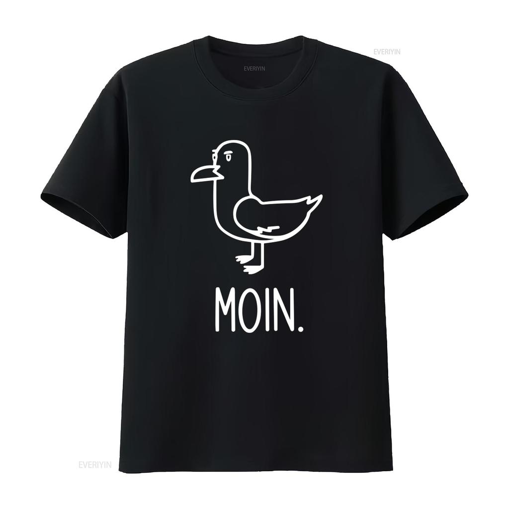 Mens Frontprint Moin Seagull T Shirt for Northern Lights Fun Saying Vintage Washed Comfortable Streetwear Designer Clothes
