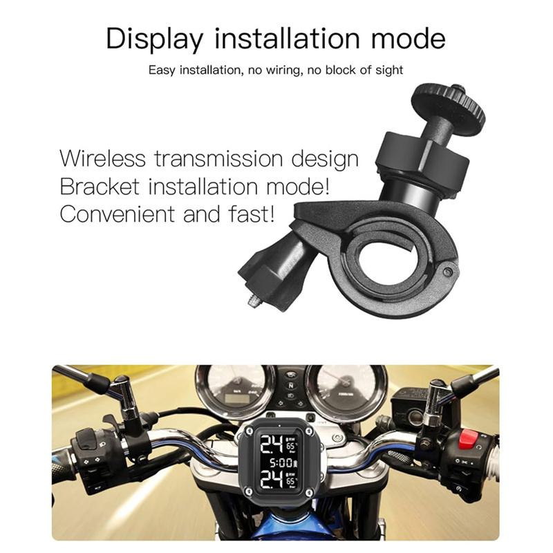 M5 Motocyklový TPMS Bezdrátový Motocyklový Motocyklový Systém Monitorování Tlaku v Pneumatikách s 2 Externími Senzory 5 Metod Alarmu
