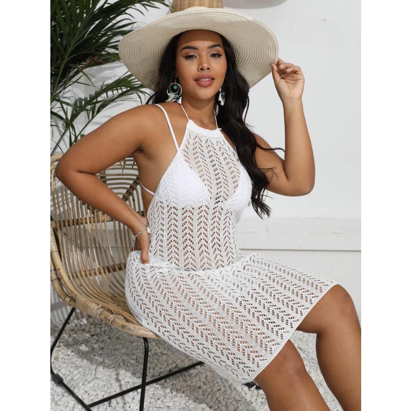 Women's Beach Dress Plus Size Women's Sexy Hollow Out Backless Strap Dress