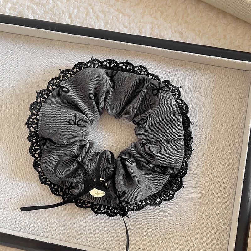 Vintage Solid Color Large Hair Scrunchies For Women Girls  High Absorbency Plush Elastic Hair Rope Sweet Hair Accessories