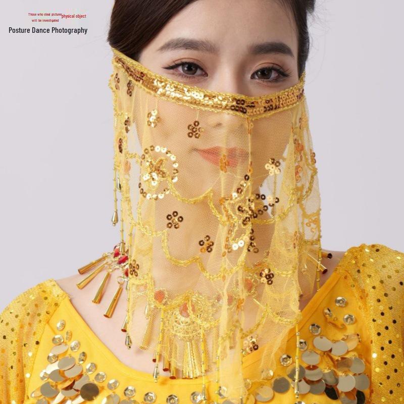 

Набор аксессуаров для танца живота: вуаль и шарф Цвет сливы One Size жёлтый