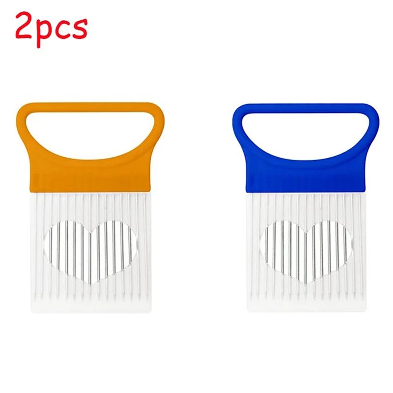 1/2/3/4pcs Effortlessly Slice Onions with This 1pc Colorful Onion Slicer Kitchen Stainless Steel Potato Chip Onion Holder