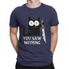 Schwarze Katze Du Hast Nichts Gesehen Halloween T-Shirt Grafik Unisex T-Shirts Sommer Baumwolle Kleidung Harajuku Rundhals T-Shirt