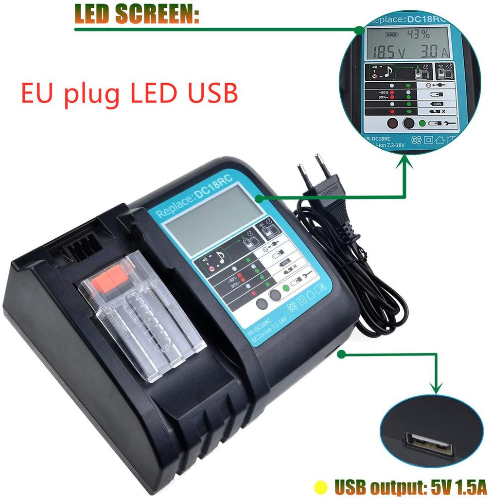 DC18RCT Li-ion Battery Charger for Charger 18V 14.4V BL1830 Bl1430 DC18RC DC18RA Power tool 3A Charging Current EU plug