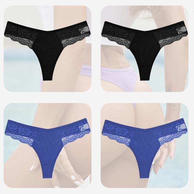 FINETOO Women Sexy Panties Lace thong Briefs Underwear for Female Intimates Lingerie Sexy Pantys Perspective Floral Plus Size Panties