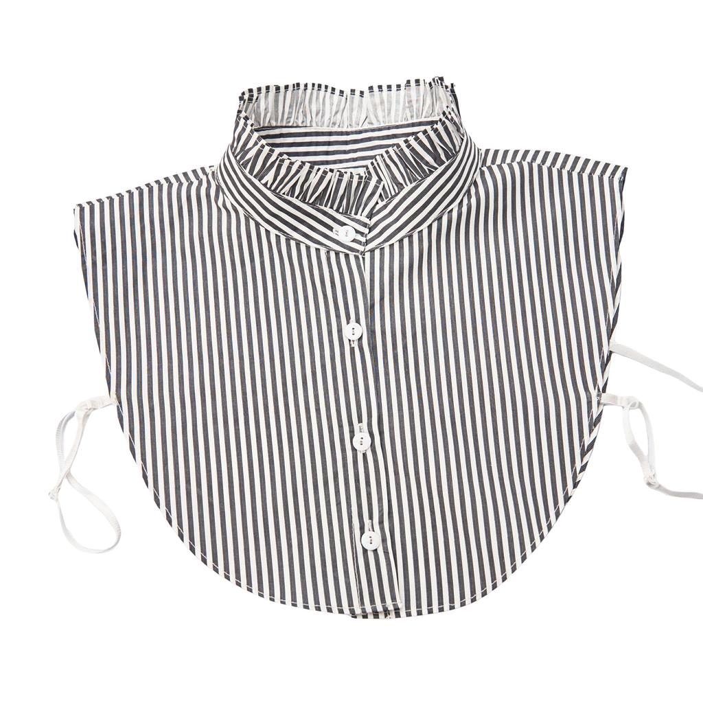 Women's Detachable False Collar Insert Elegant Striped Lapel Faux Half Shirt Blouse Collar Top for Sweater and Dresses