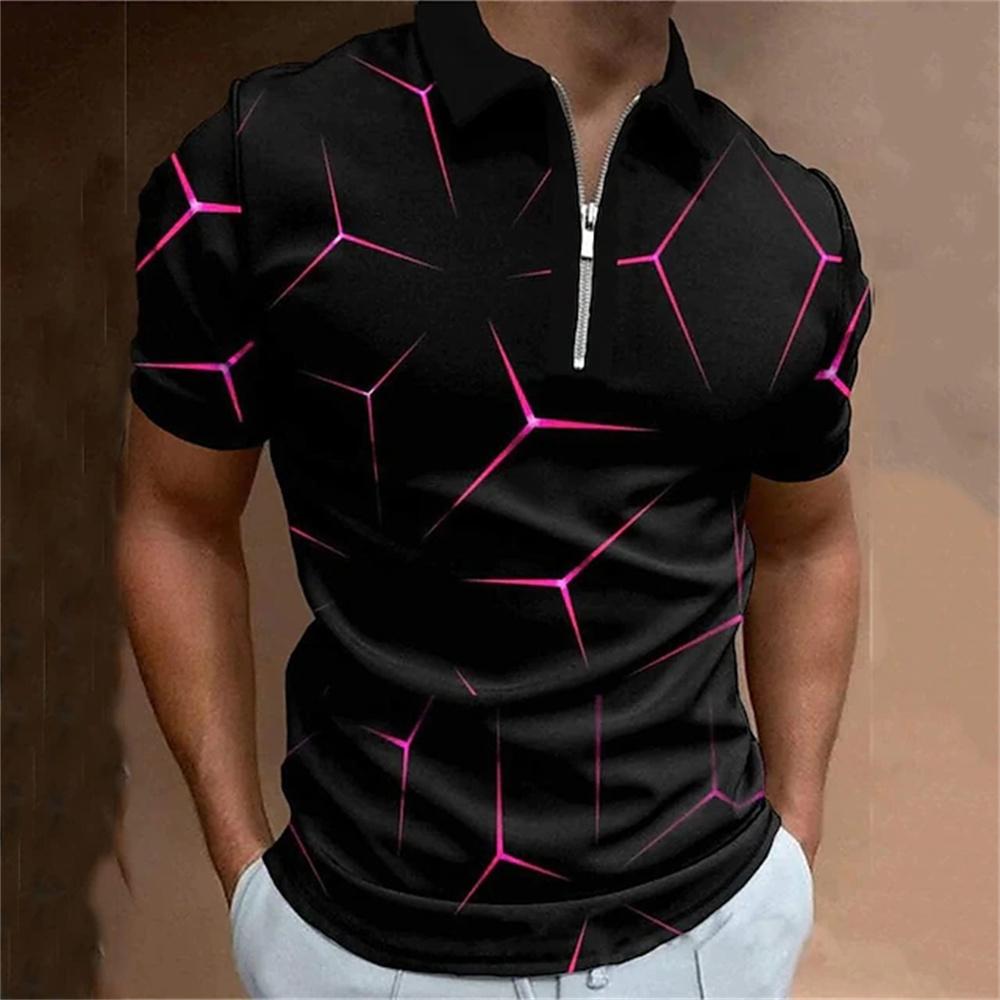 Men's Printed T-shirt, Short Sleeved Polo Shirt, Luxurious Style, Quick Drying, Oversized Top