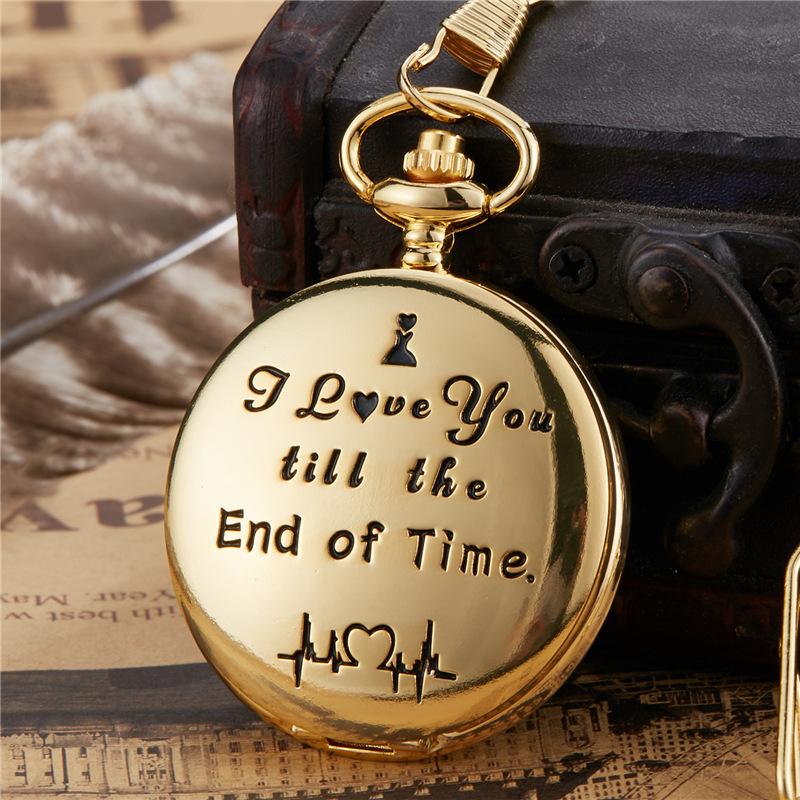 Steampunk Full Hunter Golden/Silver/Black Quartz Analog Alloy To My Daughter Pocket Watches/To My SON Pocket Watches Pendant Chain Roman Number Clock