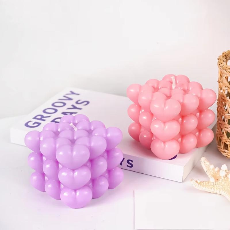 Love Bubble Candle Silicone Mold DIY Aroma Candle Making Supplies Gypsum Soap Mould DIY Heart Bubble Cube Valentine's Day Gifts