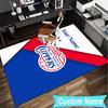 Custom Name Rug LA Clippers Basketball Art Area Rug Suitable for Indoor And Outdoor,Carpets for Homes, Offices,Living Rooms,Home Decor,Christmas Gift