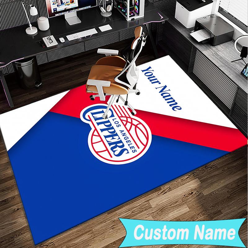 Custom Name Rug LA Clippers Basketball Art Area Rug Suitable for Indoor And Outdoor,Carpets for Homes, Offices,Living Rooms,Home Decor,Christmas Gift