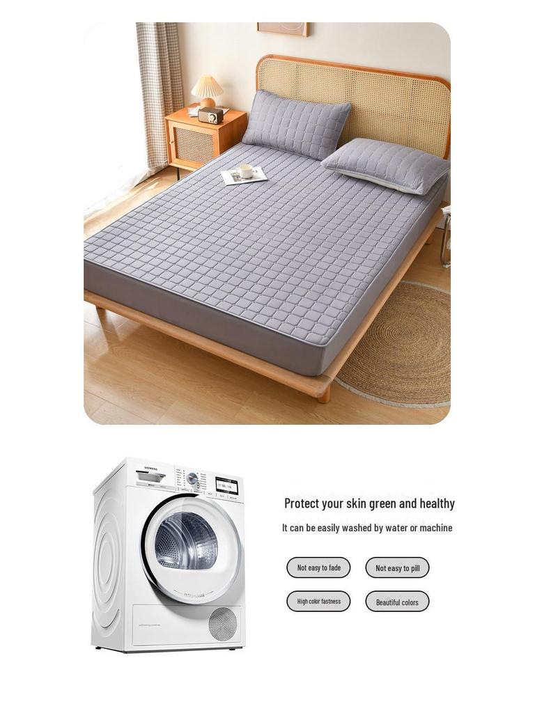 Thickened Brushed Non-Slip Waterproof Quilted Mattress Cover, for Autumn and Winter Warmth and Protection.